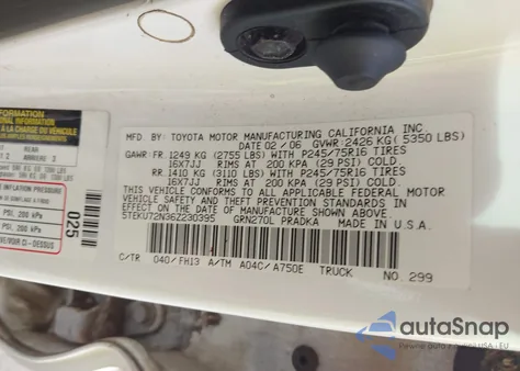 2006 Toyota Tacoma Prerunner V6 from USA, damaged, VIN 5TEKU72N36Z230395